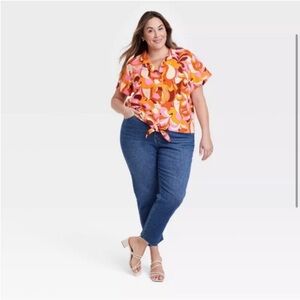 Ava & Viv colorful cropped tie top retro 1x